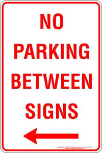 Parking & No Parking - No parking between signs left