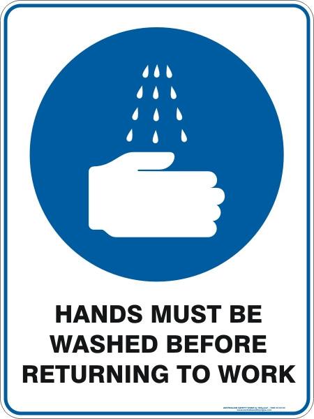 Mandatory - Hands must be washed before returning to work