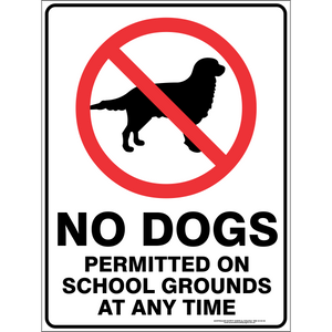 Prohibition - No dogs permitted on school grounds